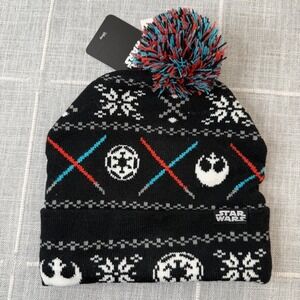 Star Wars Beanie Hat Jedi Sith Lightsabers Original Box Lunch Black One Size NEW